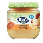 پوره مخلوط میوه سیب موز پرتقال زردآلو هرو بی بی hero baby