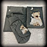 سرویس خواب مخمل 4 تکه طرح خرس و خرگوش برند الدوز رنگ طوسی