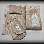 سرویس خواب مخمل برند الدوز طرح خرس و تاج رنگ کرم